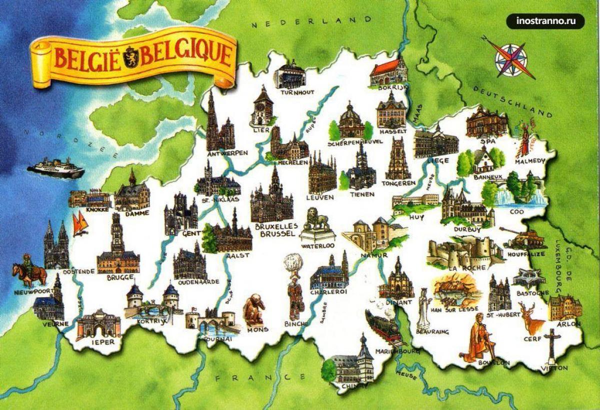 Карта Бельгия достопримечательности