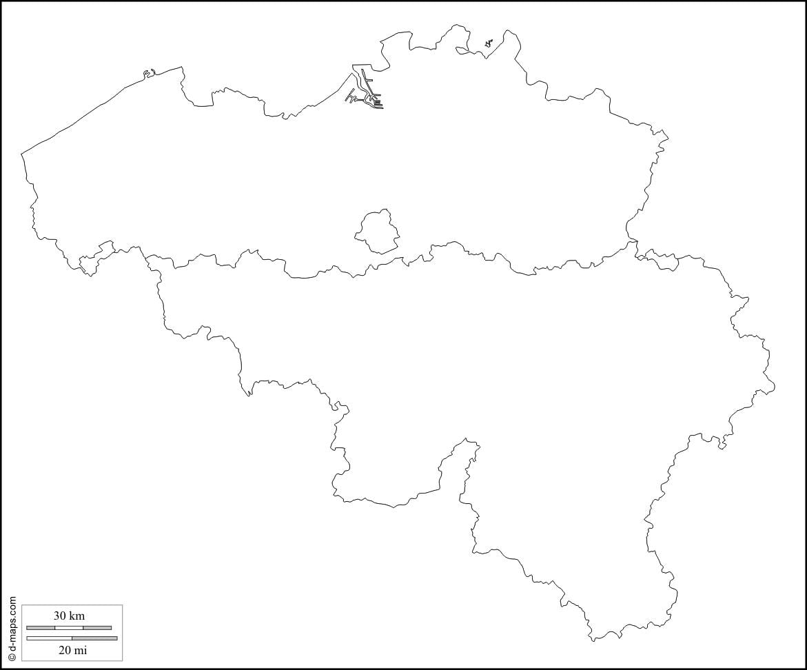 Карта Бельгии контур