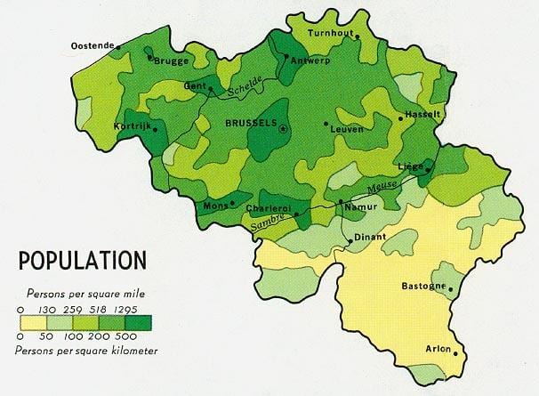 Карта Бельгии населения