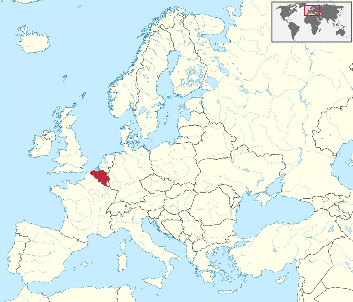 карта Бельгии и Европы