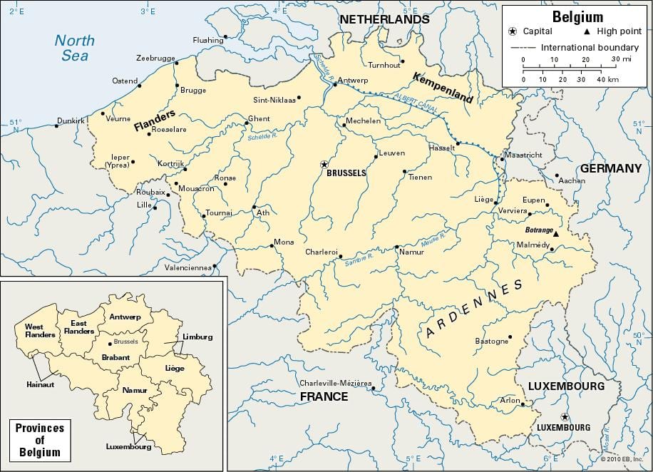 Карта реки Бельгия