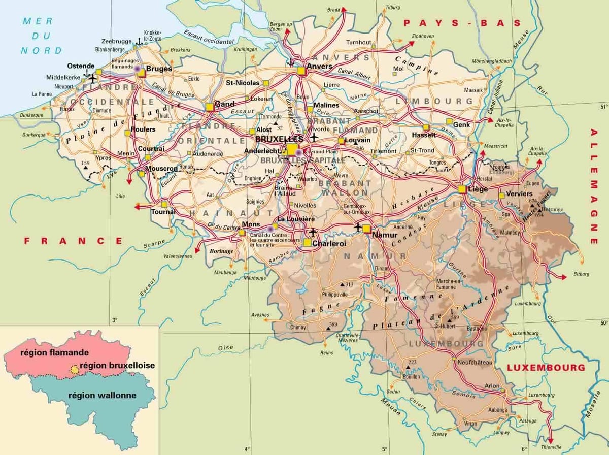 Карта арденны Бельгия